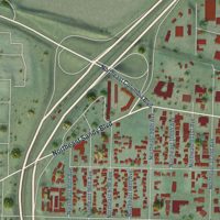 Second close-up of the map of Parkrose, Oregon print showing more streets and buildings