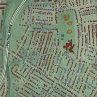 Second close-up of the map of Parkville, Maryland print showing more streets and buildings