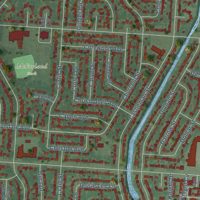 Second close-up of the map of Parkway Village, Tennessee print showing more streets and buildings
