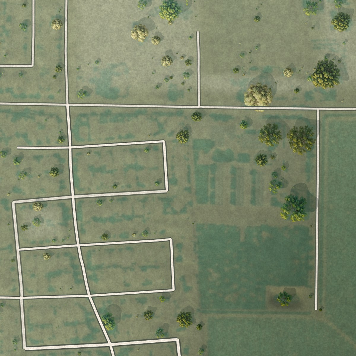 Second close-up of the map of Parkwood, California print showing more streets and buildings