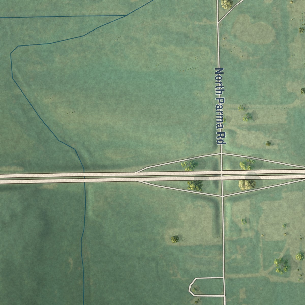 Second close-up of the map of Parma, Michigan print showing more streets and buildings