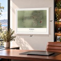 Parma, Missouri map, 18 x 24 inch print in a white frame in a home office