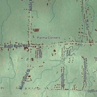 Second close-up of the map of Parma, New York print showing more streets and buildings