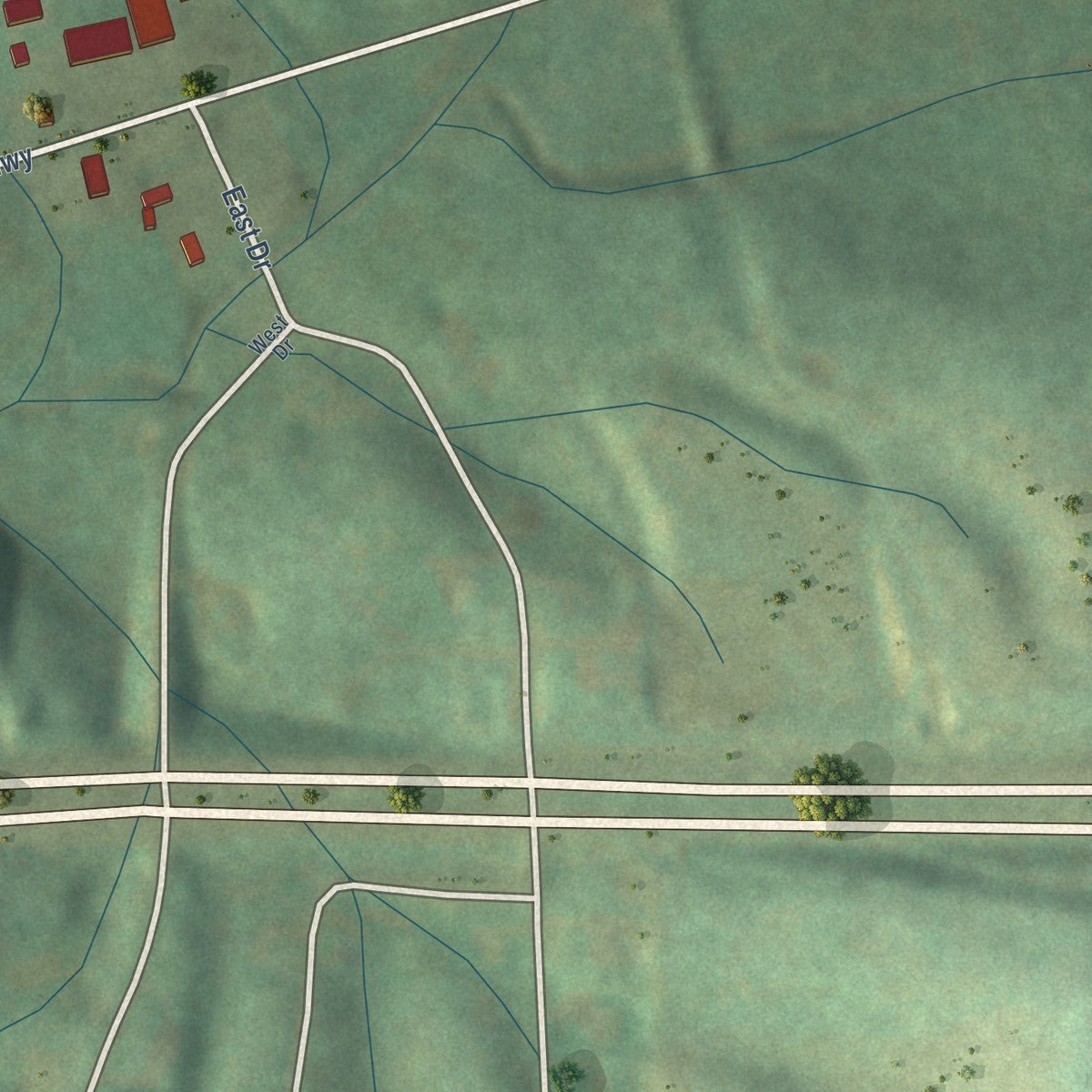 Second close-up of the map of Parrottsville, Tennessee print showing more streets and buildings