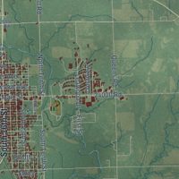 Second close-up of the map of Parsons, Kansas print showing more streets and buildings