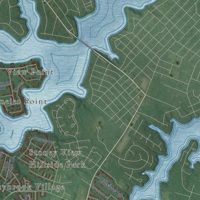Second close-up of the map of Pasadena, Maryland print showing more streets and buildings