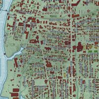 Second close-up of the map of Pascagoula, Mississippi print showing more streets and buildings