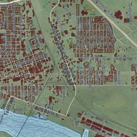 Second close-up of the map of Pasco, Washington print showing more streets and buildings