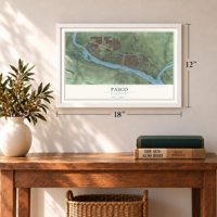Pasco, Washington map, 12 x 18 inch print in a white frame in an entryway