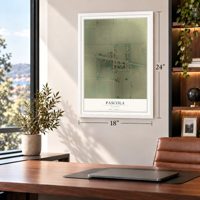 Pascola, Missouri map, 18 x 24 inch print in a white frame in a home office