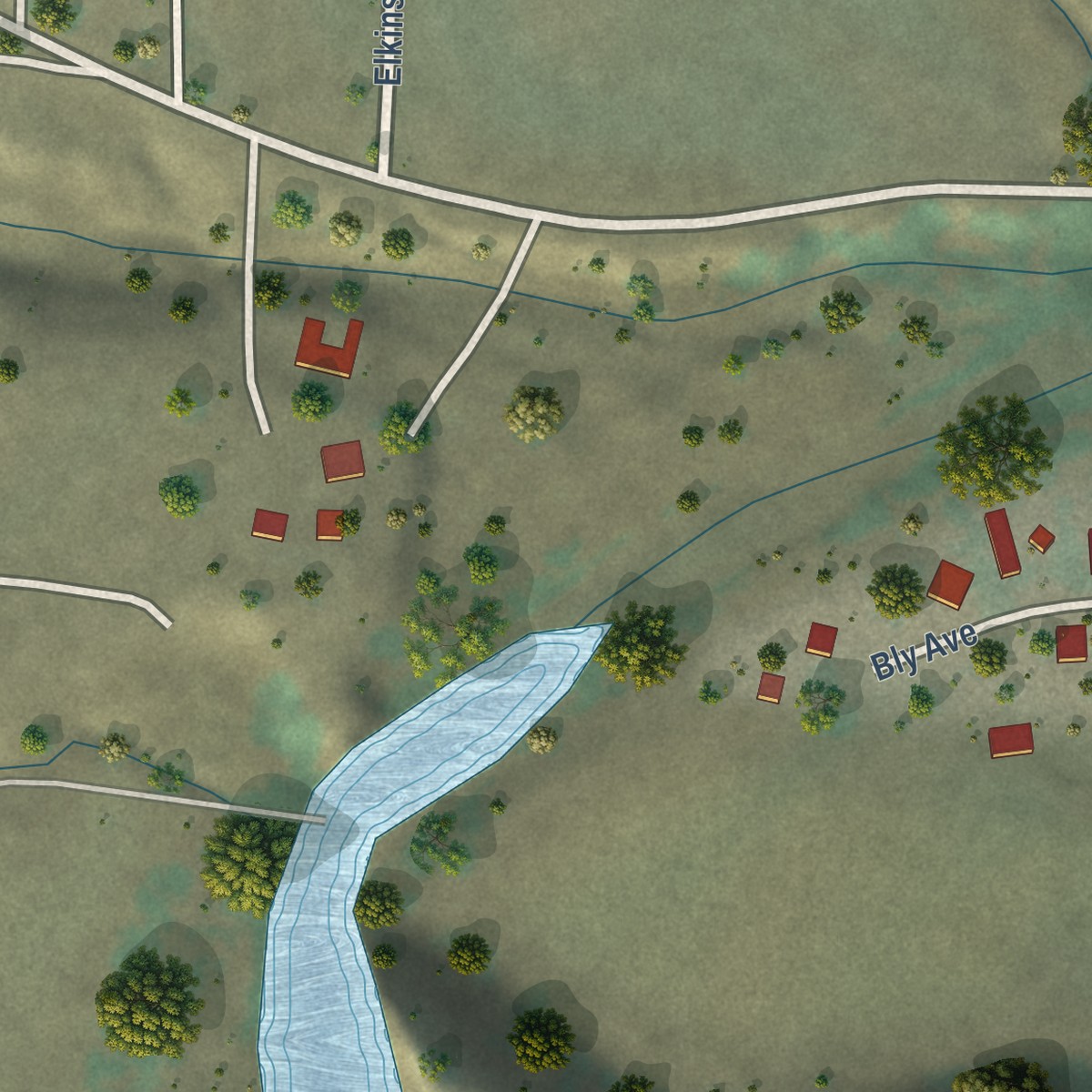 Second close-up of the map of Paskenta, California print showing more streets and buildings