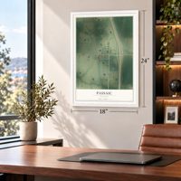 Passaic, Missouri map, 18 x 24 inch print in a white frame in a home office