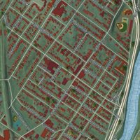 Second close-up of the map of Passaic, New Jersey print showing more streets and buildings