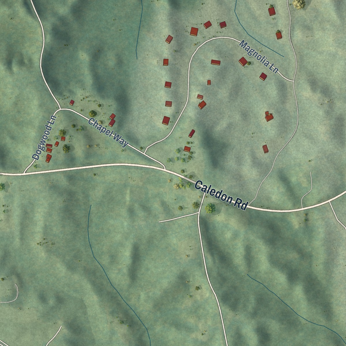 Second close-up of the map of Passapatanzy, Virginia print showing more streets and buildings