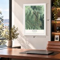 Pastos, Puerto Rico map, 18 x 24 inch print in a white frame in a home office