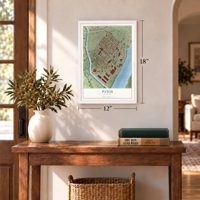 Patch, Missouri map, 12 x 18 inch print in a white frame in an entryway