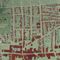Second close-up of the map of Patchogue, New York print showing more streets and buildings