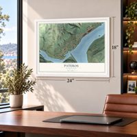 Pateros, Washington map, 18 x 24 inch print in a white frame in a home office