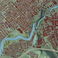Second close-up of the map of Paterson, New Jersey print showing more streets and buildings
