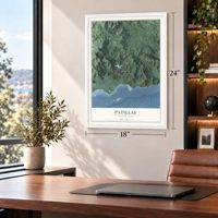 Patillas, Puerto Rico map, 18 x 24 inch print in a white frame in a home office