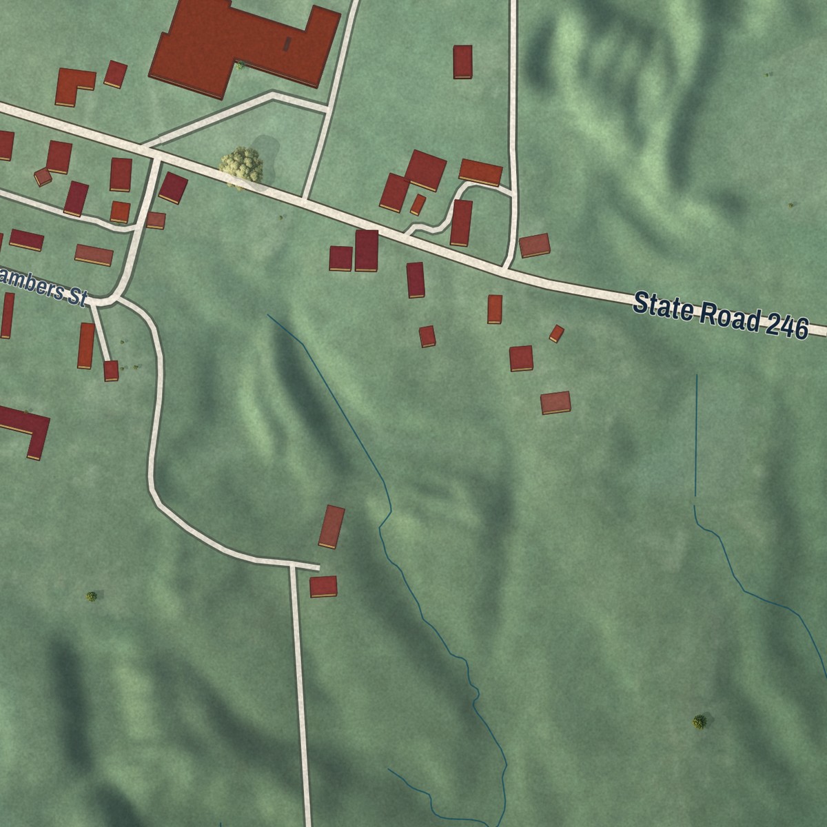 Second close-up of the map of Patricksburg, Indiana print showing more streets and buildings