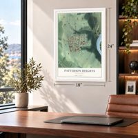 Patterson Heights, Pennsylvania map, 18 x 24 inch print in a white frame in a home office