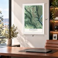 Patterson, Pennsylvania map, 18 x 24 inch print in a white frame in a home office