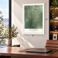 Pattonsburg, Missouri map, 18 x 24 inch print in a white frame in a home office