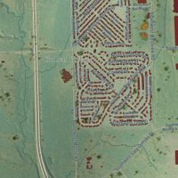 Second close-up of the map of Pauline, Kansas print showing more streets and buildings