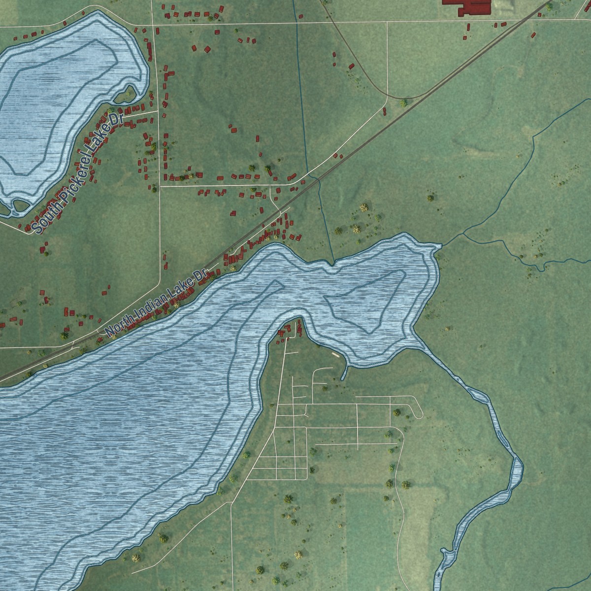 Second close-up of the map of Pavilion, Michigan print showing more streets and buildings