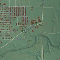 Second close-up of the map of Pawhuska, Oklahoma print showing more streets and buildings
