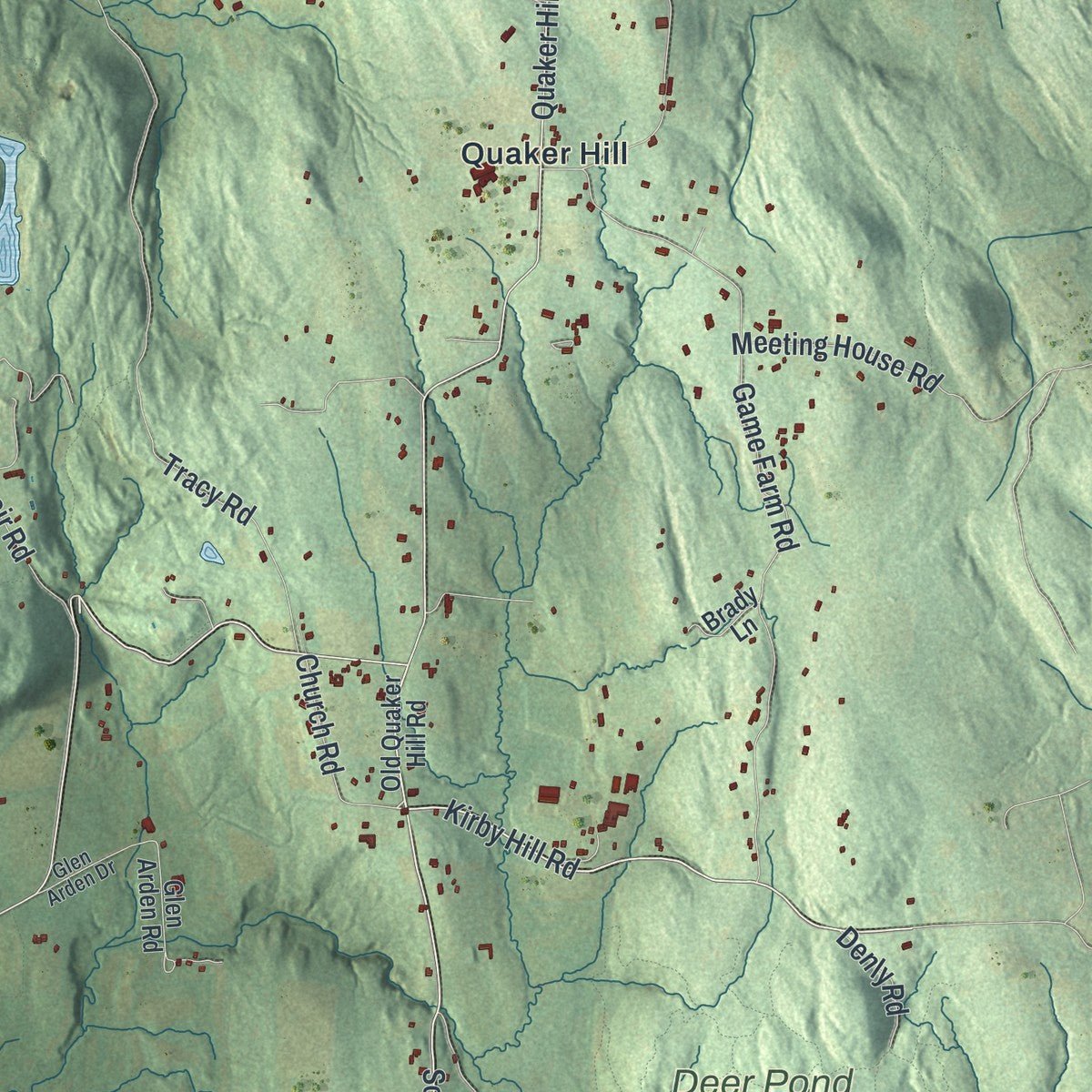 Second close-up of the map of Pawling, New York print showing more streets and buildings