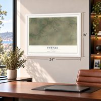 Pawnee, Texas map, 18 x 24 inch print in a white frame in a home office