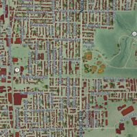 Second close-up of the map of Pawtucket, Rhode Island print showing more streets and buildings