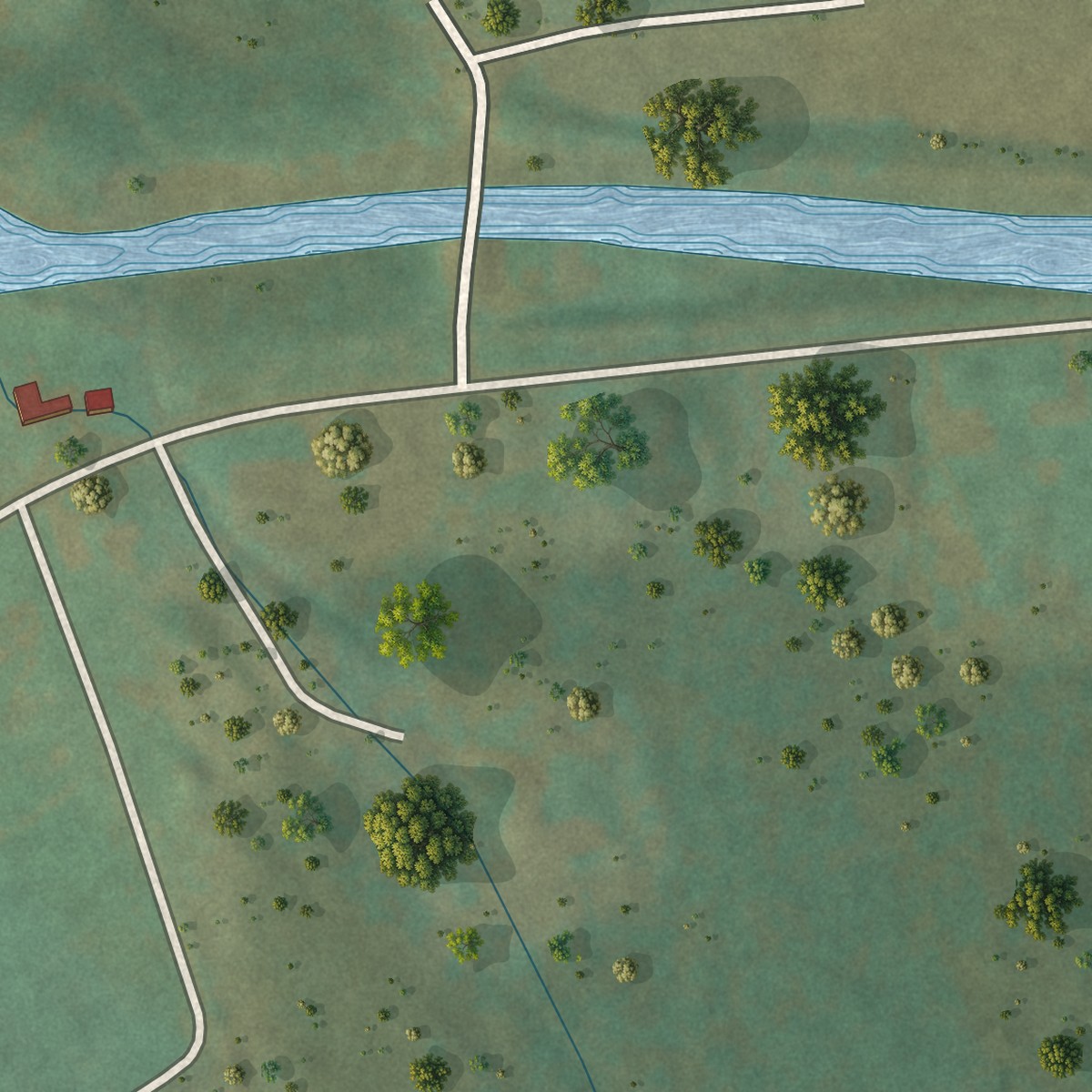 Second close-up of the map of Paxtonville, Pennsylvania print showing more streets and buildings