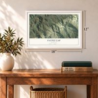 Payne Gap, Kentucky map, 12 x 18 inch print in a white frame in an entryway