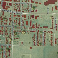 Second close-up of the map of Paynesville, Minnesota print showing more streets and buildings