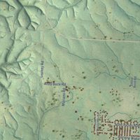 Second close-up of the map of Pea Ridge, Arkansas print showing more streets and buildings