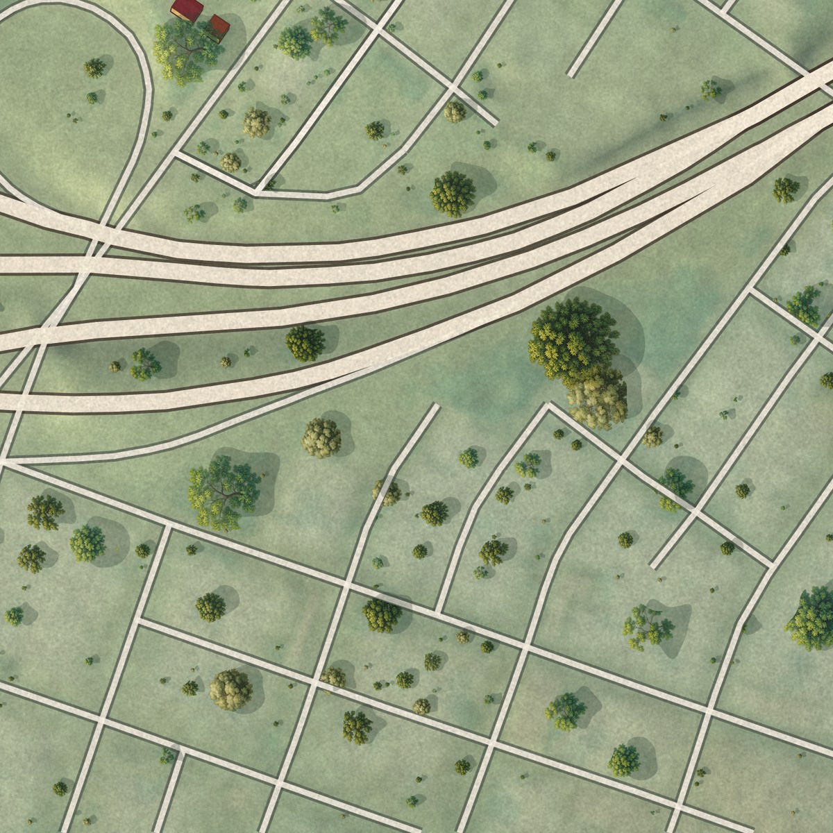 Second close-up of the map of Peabody Darst Webbe, Missouri print showing more streets and buildings