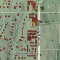 Second close-up of the map of Peachtree Heights West, Georgia print showing more streets and buildings