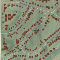 Second close-up of the map of Peachtree Park, Georgia print showing more streets and buildings