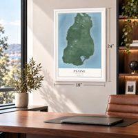 Peaine, Michigan map, 18 x 24 inch print in a white frame in a home office