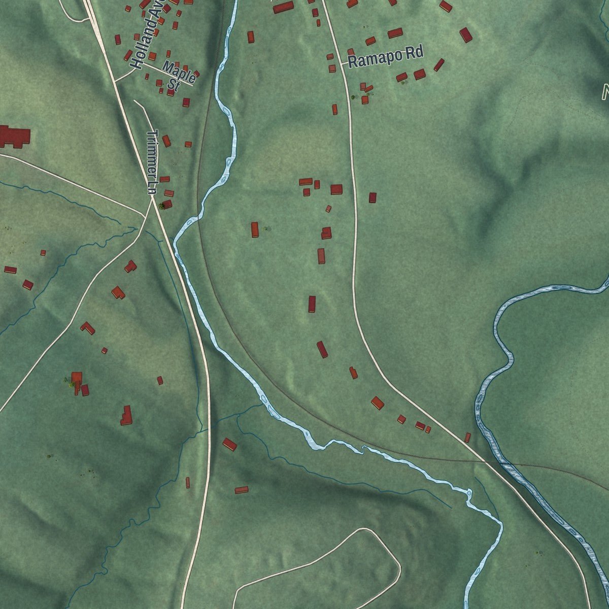 Second close-up of the map of Peapack and Gladstone, New Jersey print showing more streets and buildings
