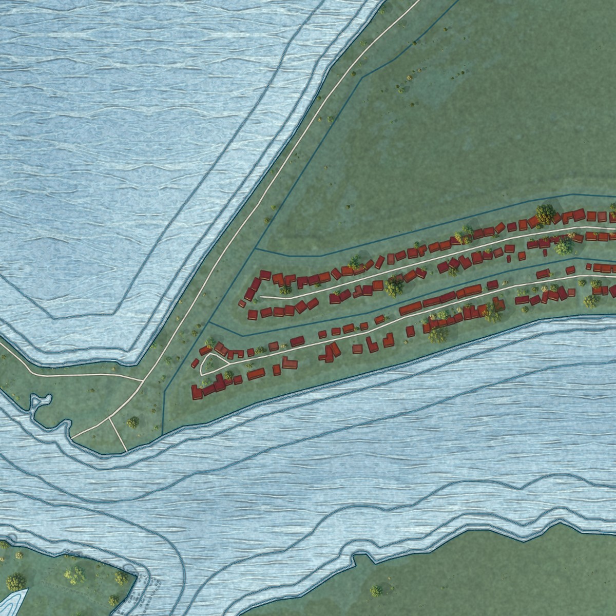 Second close-up of the map of Pearl Beach, Michigan print showing more streets and buildings