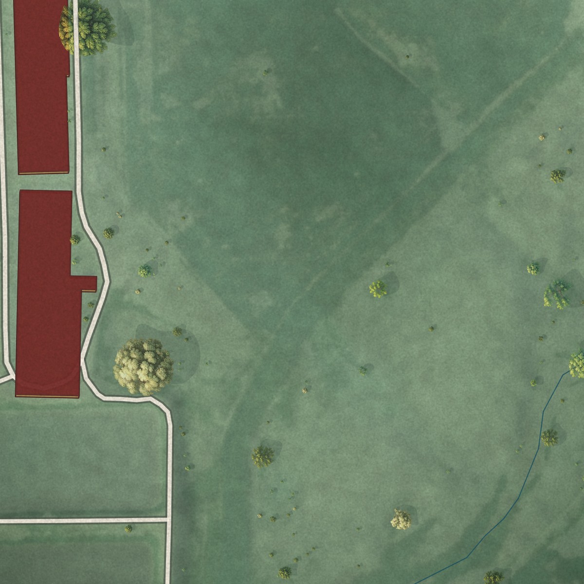 Second close-up of the map of Pearl Creek Colony, South Dakota print showing more streets and buildings
