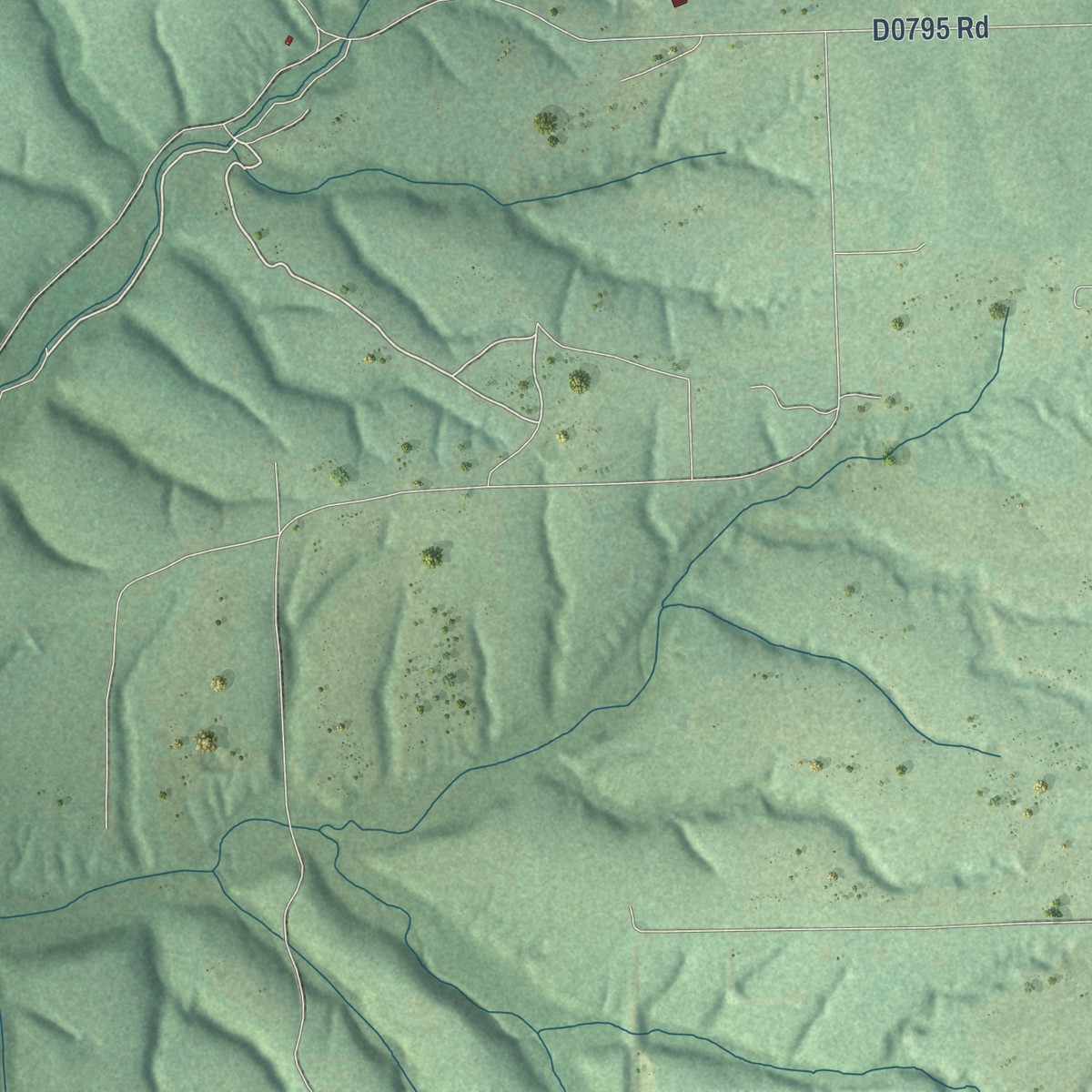 Second close-up of the map of Peavine, Oklahoma print showing more streets and buildings