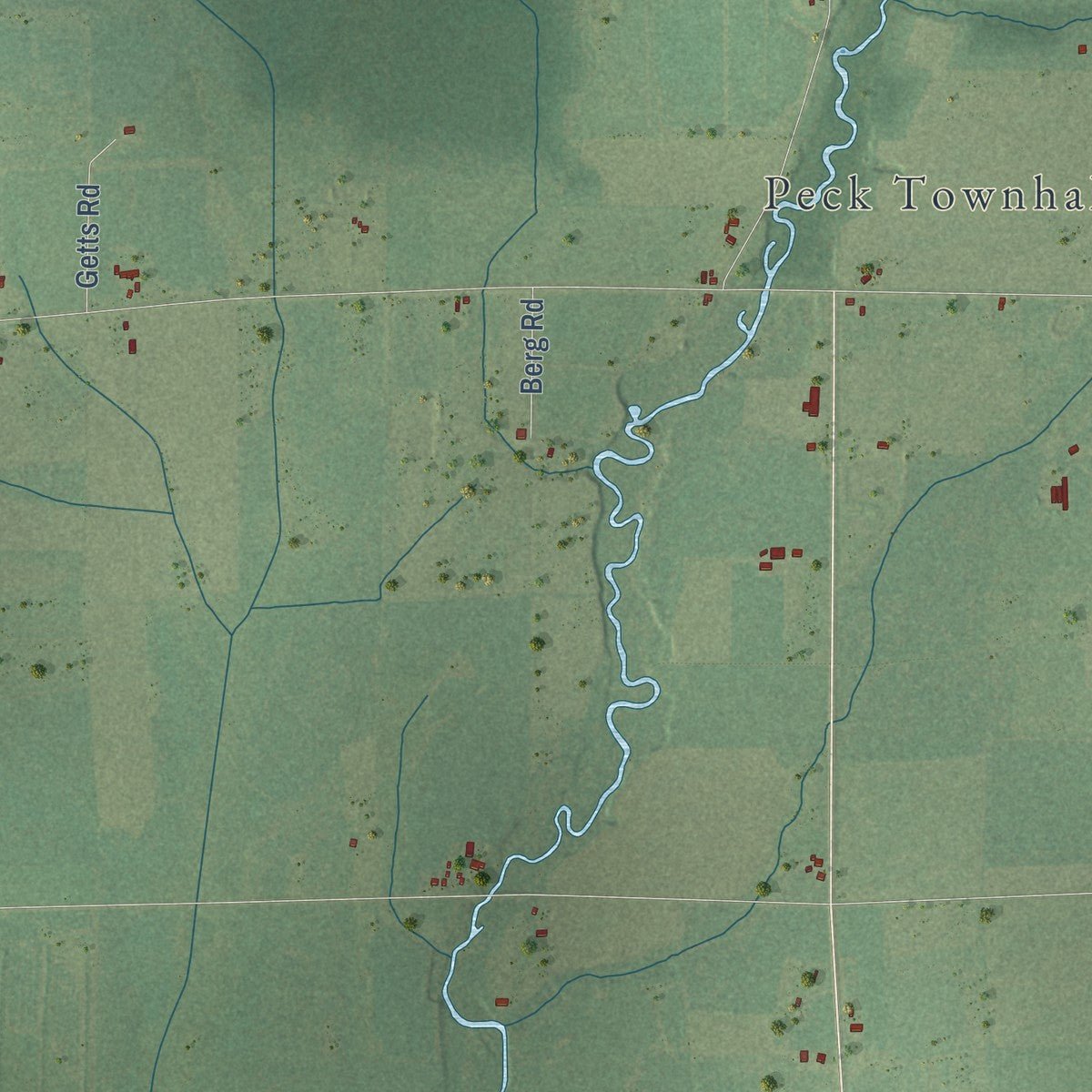 Second close-up of the map of Peck, Wisconsin print showing more streets and buildings