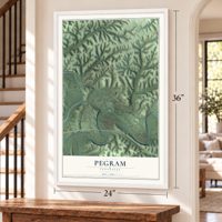 Pegram, Tennessee map, 24 x 36 inch print in a white frame by a staircase