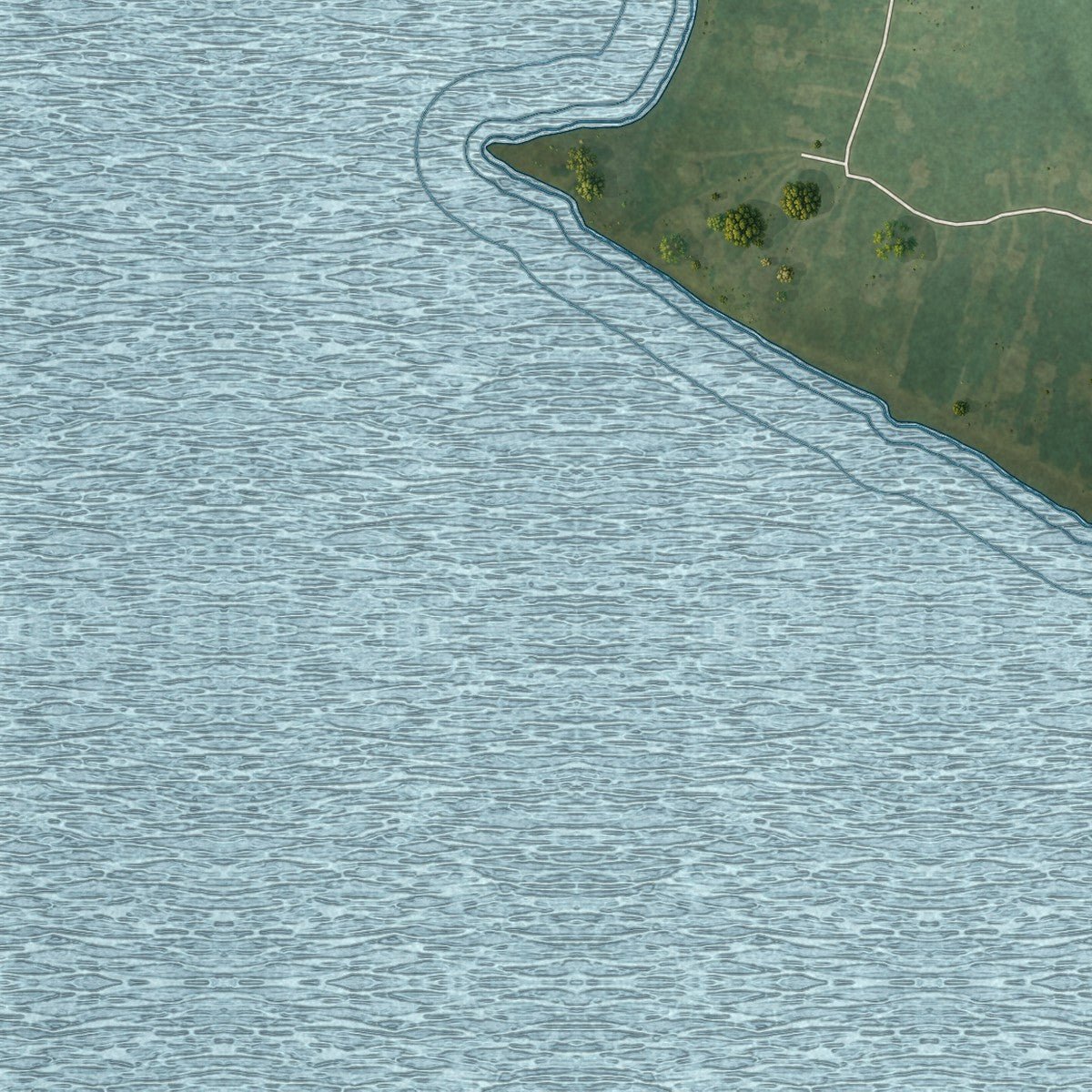 Second close-up of the map of Peletier, North Carolina print showing more streets and buildings
