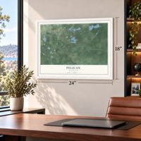 Pelican, Wisconsin map, 18 x 24 inch print in a white frame in a home office